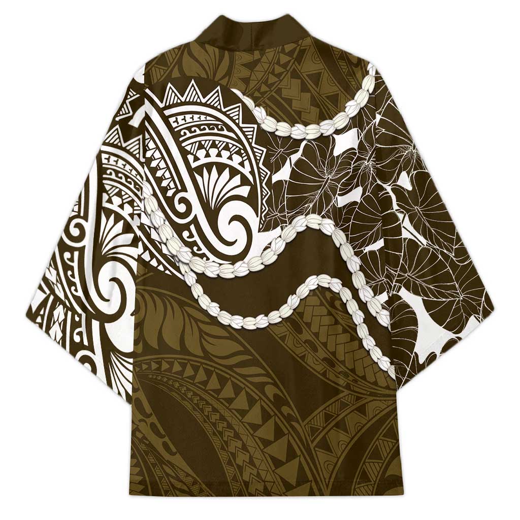 Aloha Hawaii Kalo Pikake Lei Kimono Chest Tattoo Gold Hawaiian Pattern