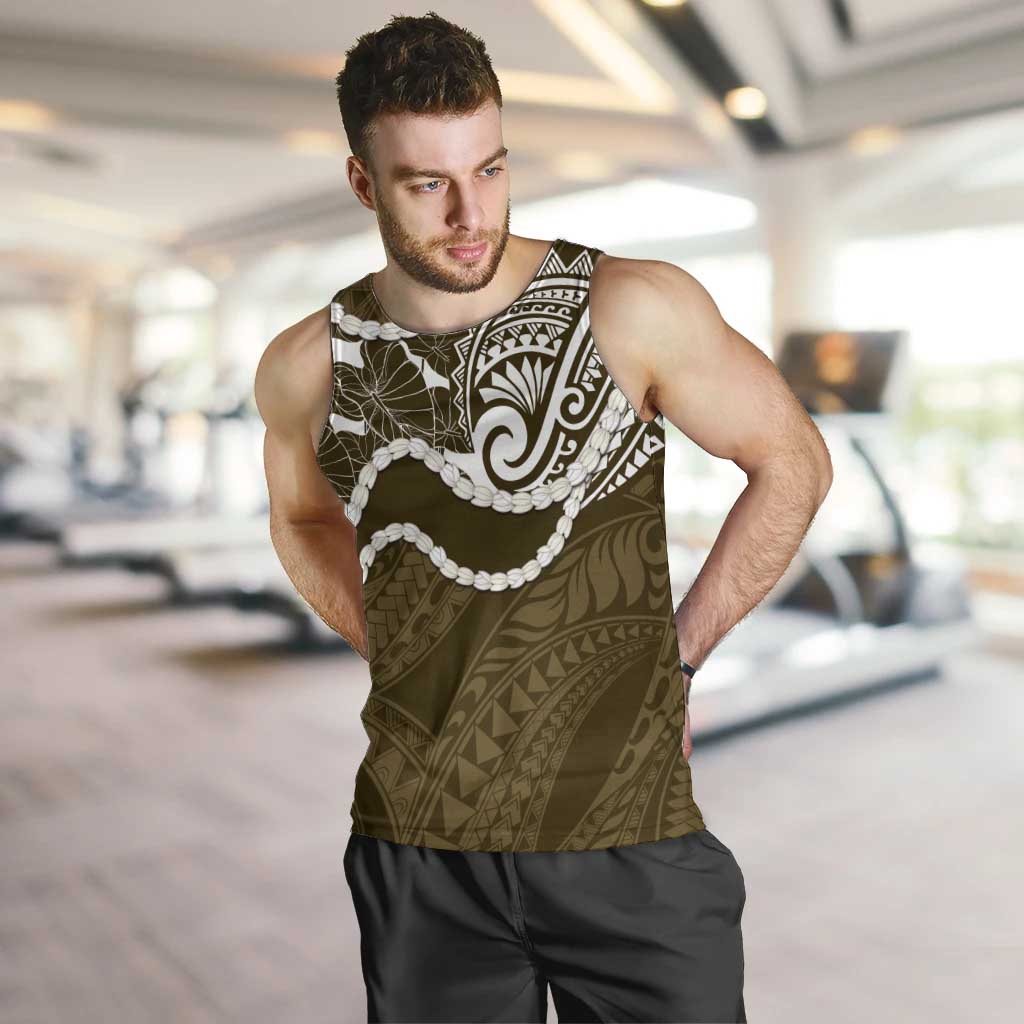 Aloha Hawaii Kalo Pikake Lei Men Tank Top Chest Tattoo Gold Hawaiian Pattern