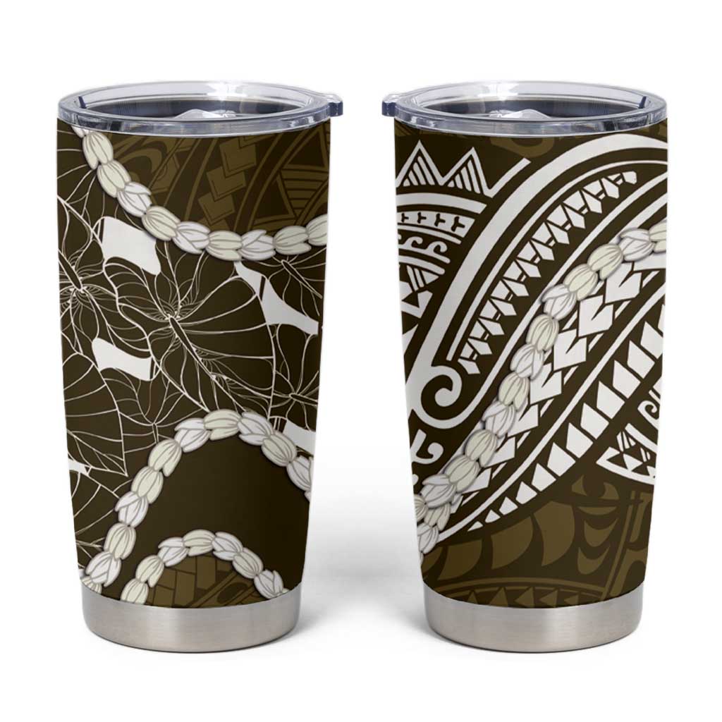 Aloha Hawaii Kalo Pikake Lei Tumbler Cup Chest Tattoo Gold Hawaiian Pattern