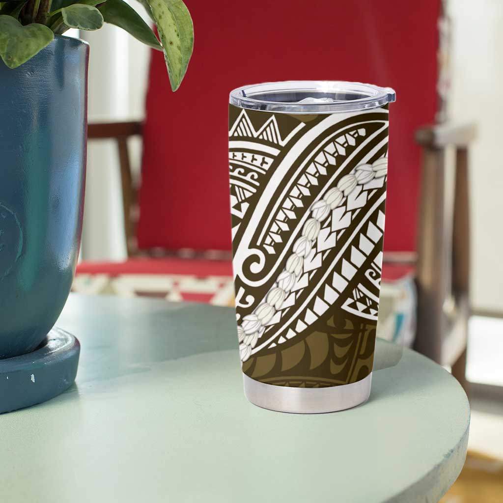 Aloha Hawaii Kalo Pikake Lei Tumbler Cup Chest Tattoo Gold Hawaiian Pattern