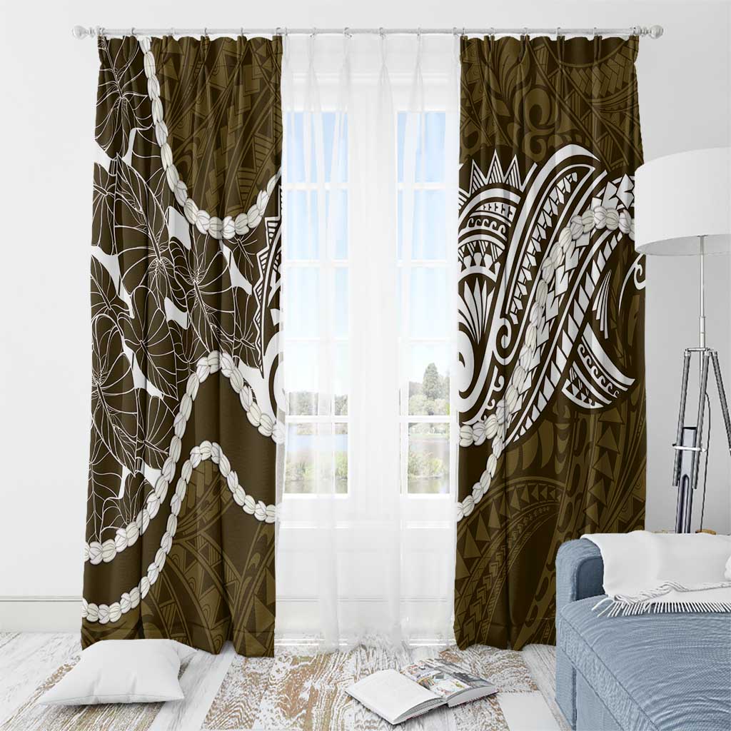 Aloha Hawaii Kalo Pikake Lei Window Curtain Chest Tattoo Gold Hawaiian Pattern LT14 - Polynesian Pride