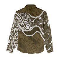 Aloha Hawaii Kalo Pikake Lei Women Casual Shirt Chest Tattoo Gold Hawaiian Pattern