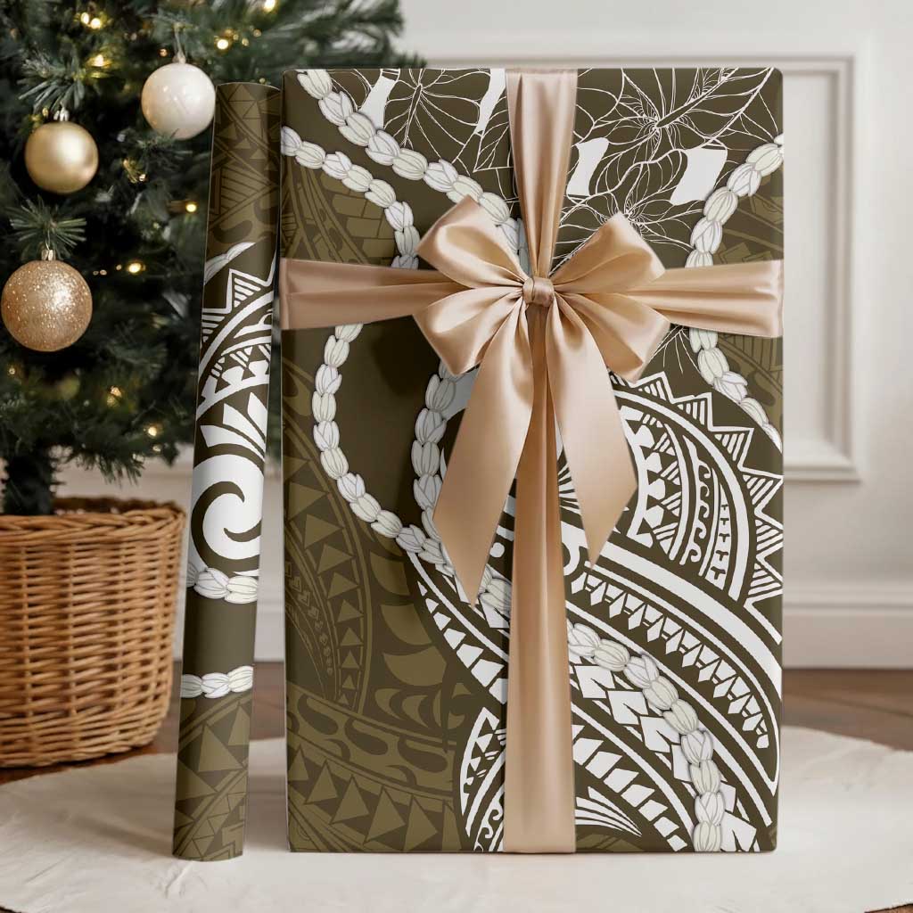 Aloha Hawaii Kalo Pikake Lei Wrapping Paper Chest Tattoo Gold Hawaiian Pattern LT14 - Polynesian Pride
