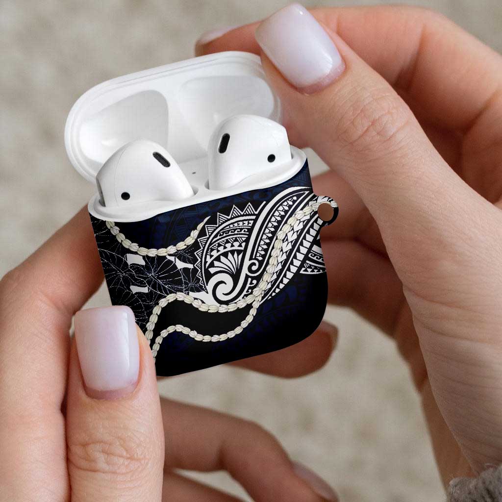 Aloha Hawaii Kalo Pikake Lei AirPods Case Chest Tattoo Oxford Blue Hawaiian Pattern