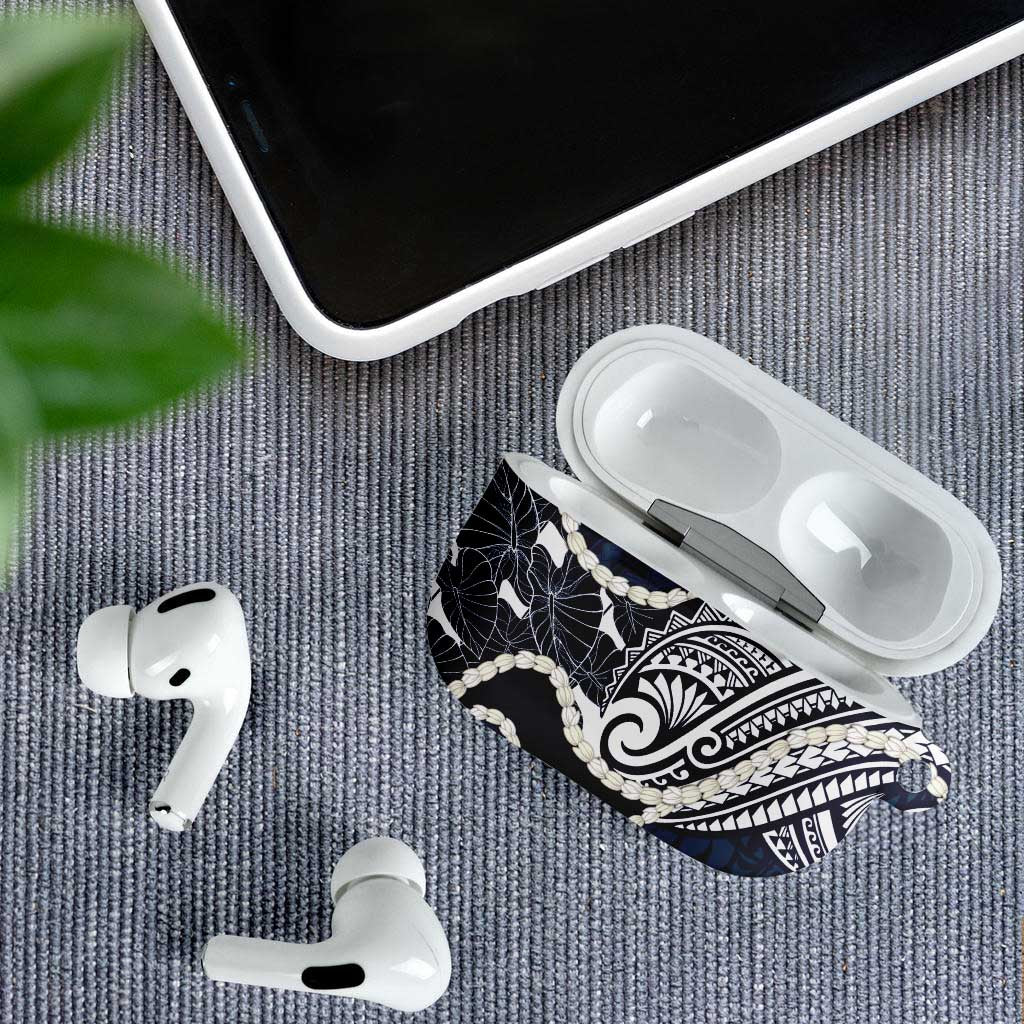 Aloha Hawaii Kalo Pikake Lei AirPods Case Chest Tattoo Oxford Blue Hawaiian Pattern