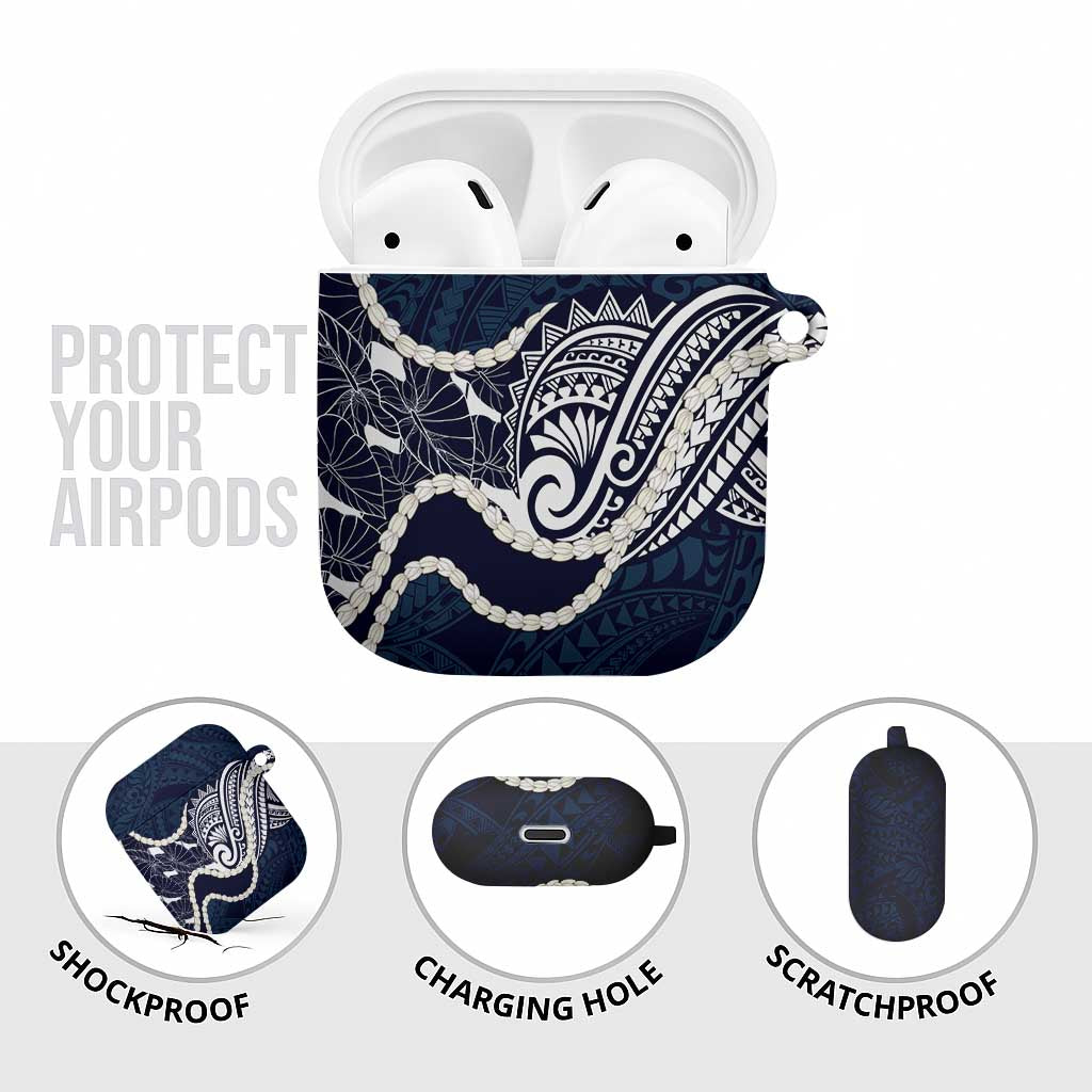 Aloha Hawaii Kalo Pikake Lei AirPods Case Chest Tattoo Oxford Blue Hawaiian Pattern