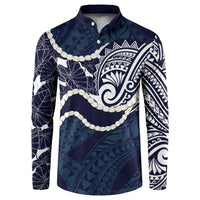 Aloha Hawaii Kalo Pikake Lei Button Sweatshirt Chest Tattoo Oxford Blue Hawaiian Pattern