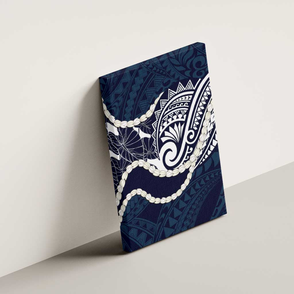 Aloha Hawaii Kalo Pikake Lei Canvas Wall Art Chest Tattoo Oxford Blue Hawaiian Pattern LT14 - Polynesian Pride