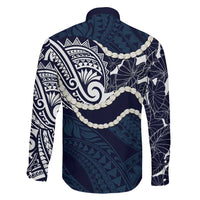 Aloha Hawaii Kalo Pikake Lei Family Matching Mermaid Dress and Hawaiian Shirt Chest Tattoo Oxford Blue Hawaiian Pattern LT14 - Polynesian Pride