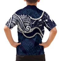 Aloha Hawaii Kalo Pikake Lei Hawaiian Shirt Chest Tattoo Oxford Blue Hawaiian Pattern LT14 - Polynesian Pride