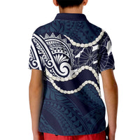 Aloha Hawaii Kalo Pikake Lei Kid Polo Shirt Chest Tattoo Oxford Blue Hawaiian Pattern