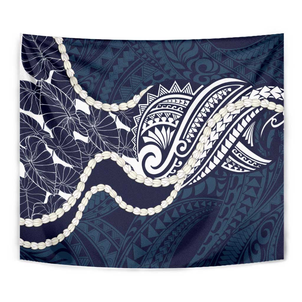 Aloha Hawaii Kalo Pikake Lei Tapestry Chest Tattoo Oxford Blue Hawaiian Pattern LT14 - Polynesian Pride