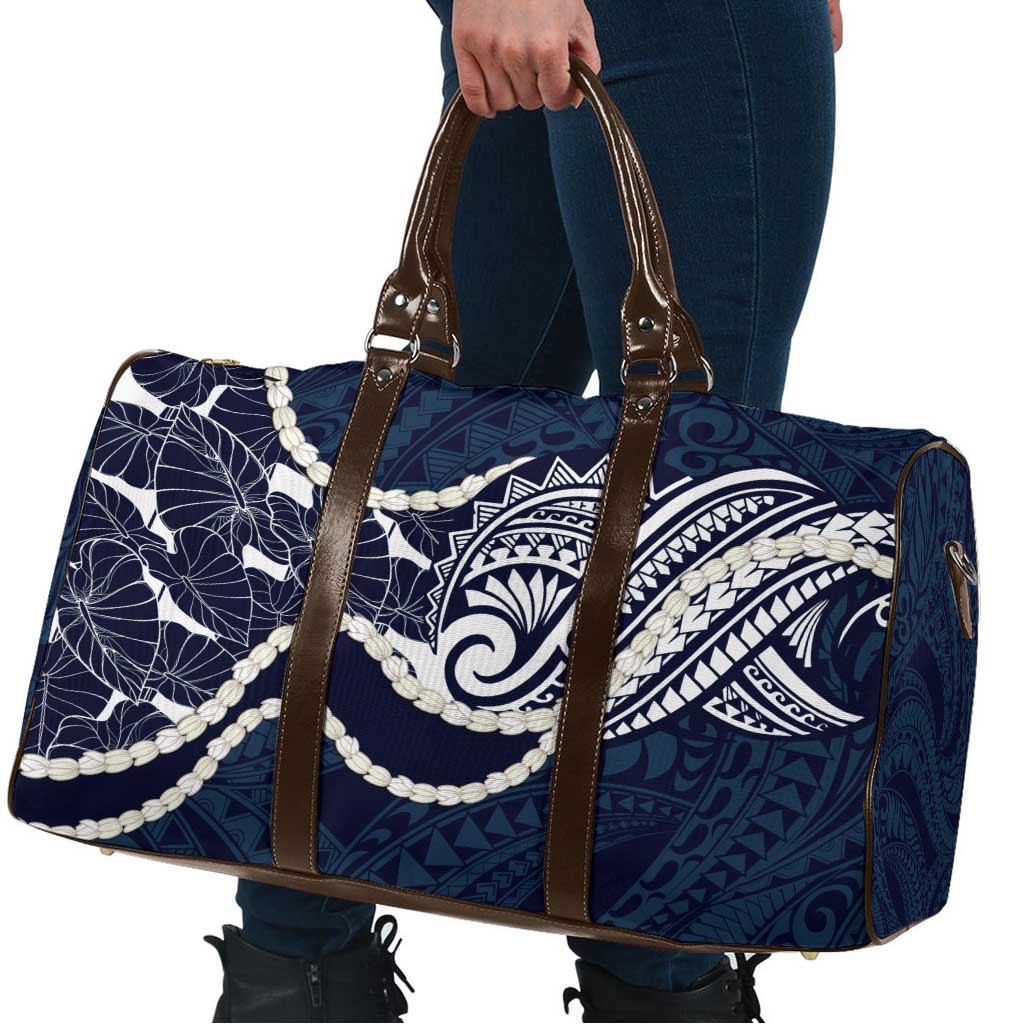 Aloha Hawaii Kalo Pikake Lei Travel Bag Chest Tattoo Oxford Blue Hawaiian Pattern