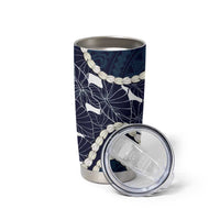 Aloha Hawaii Kalo Pikake Lei Tumbler Cup Chest Tattoo Oxford Blue Hawaiian Pattern