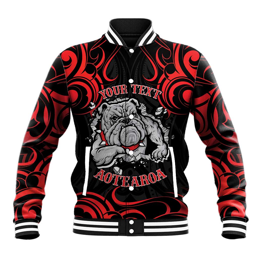 Personalised Aotearoa Bulldog Baseball Jacket NZ Maori Tattoo LT14 Unisex Red - Polynesian Pride