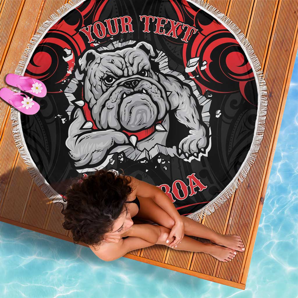 Personalised Aotearoa Bulldog Beach Blanket NZ Maori Tattoo