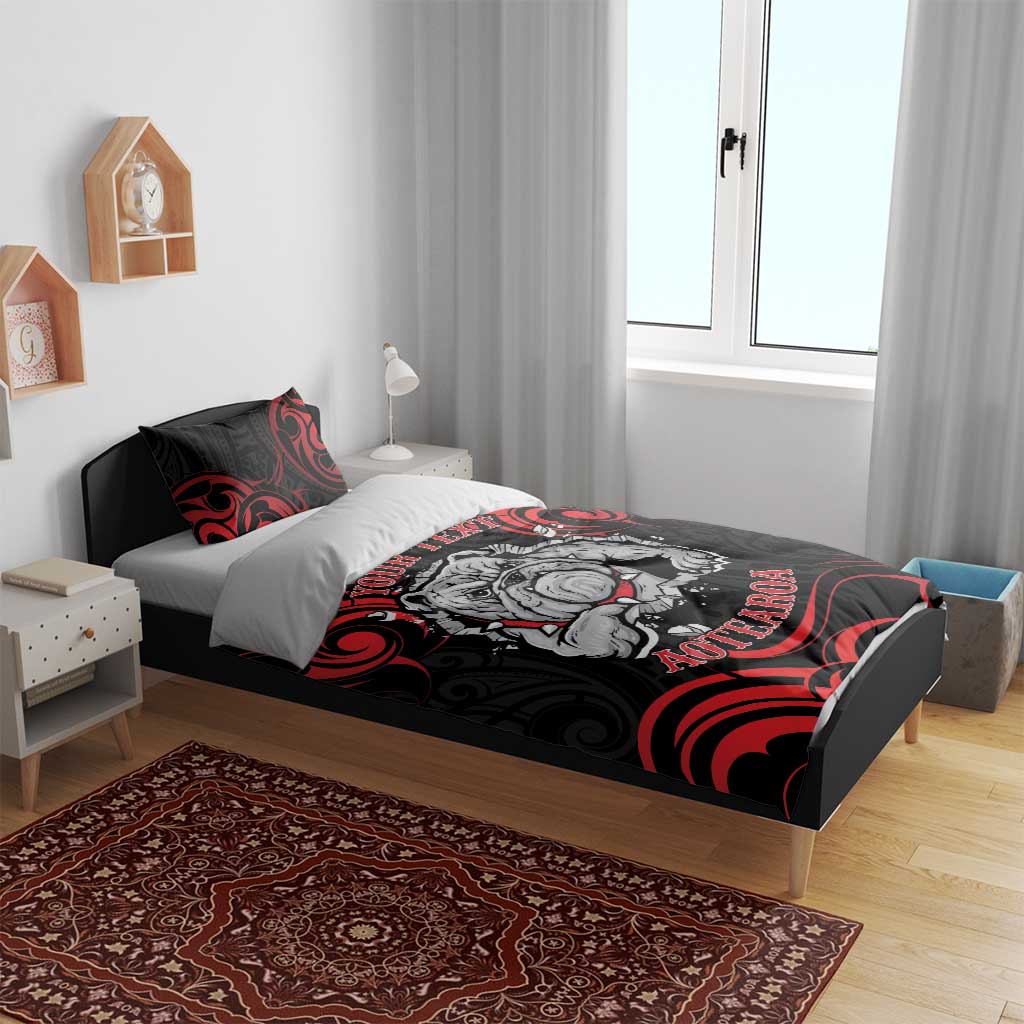 Personalised Aotearoa Bulldog Bedding Set NZ Maori Tattoo