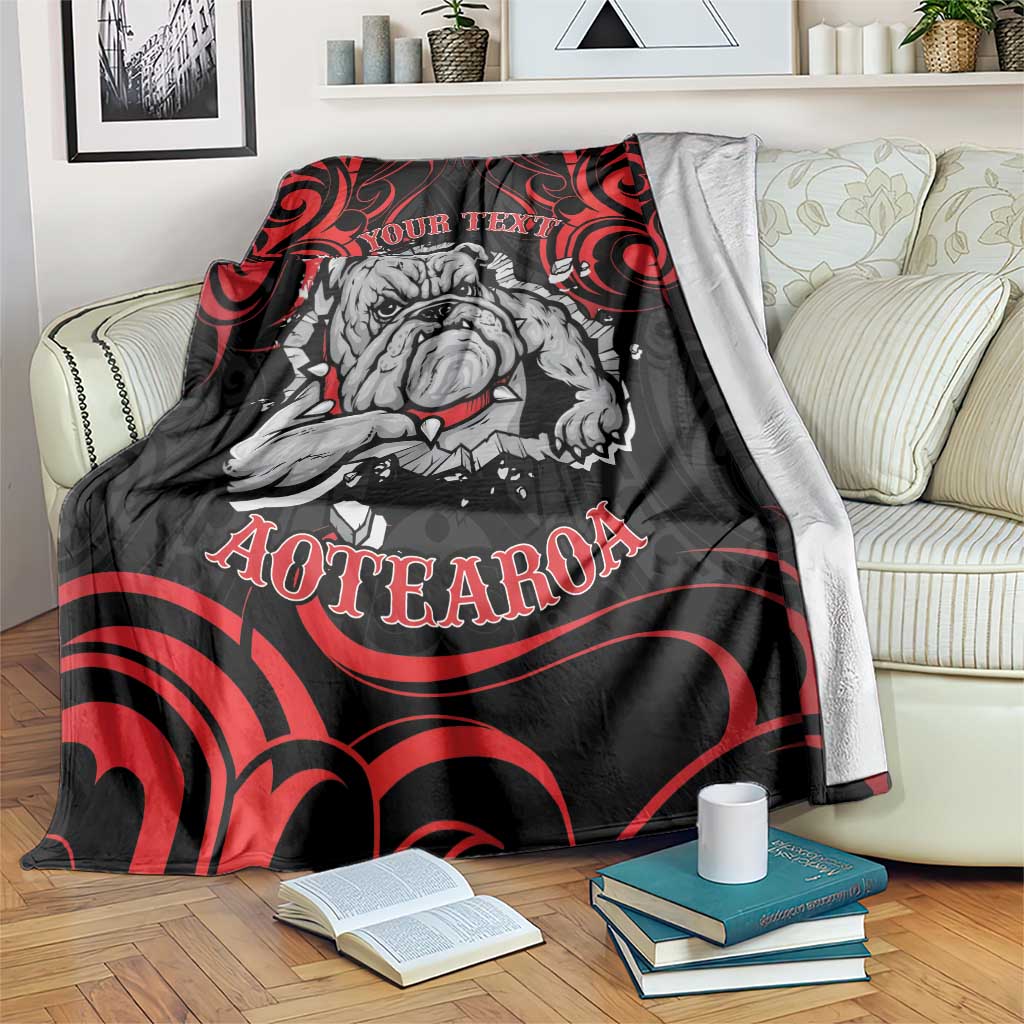 Personalised Aotearoa Bulldog Blanket NZ Maori Tattoo LT14 Red - Polynesian Pride