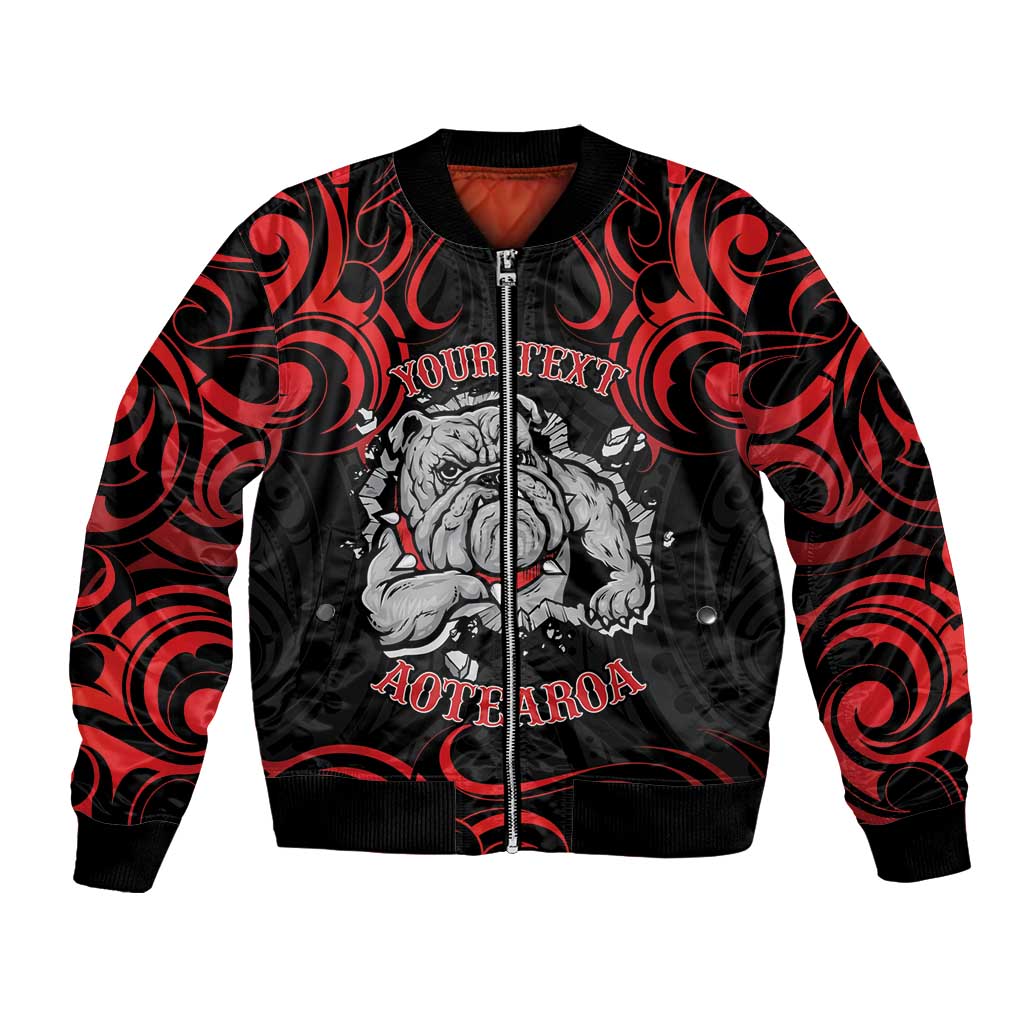 Personalised Aotearoa Bulldog Bomber Jacket NZ Maori Tattoo LT14 Unisex Red - Polynesian Pride
