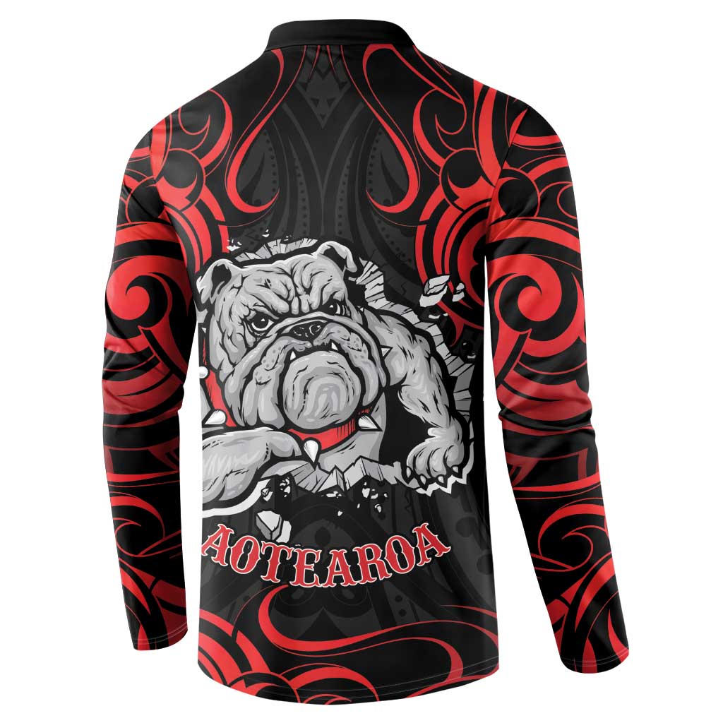 Personalised Aotearoa Bulldog Button Sweatshirt NZ Maori Tattoo