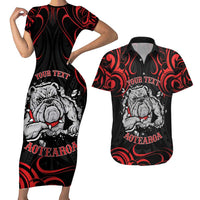 Personalised Aotearoa Bulldog Couples Matching Short Sleeve Bodycon Dress and Hawaiian Shirt NZ Maori Tattoo