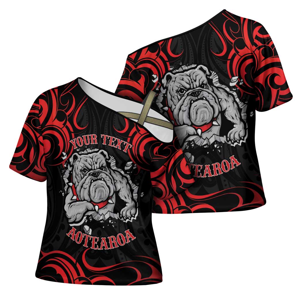 Aotearoa Bulldog Cross Shoulder Shirt NZ Maori Tattoo - Polynesian Pride