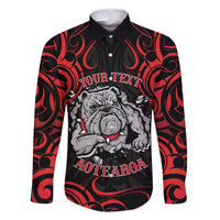 Personalised Aotearoa Bulldog Family Matching Long Sleeve Bodycon Dress and Hawaiian Shirt NZ Maori Tattoo