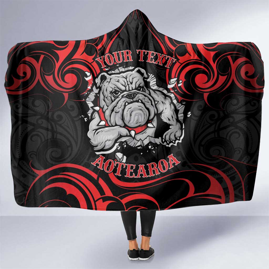 Personalised Aotearoa Bulldog Hooded Blanket NZ Maori Tattoo LT14 One Size Red - Polynesian Pride