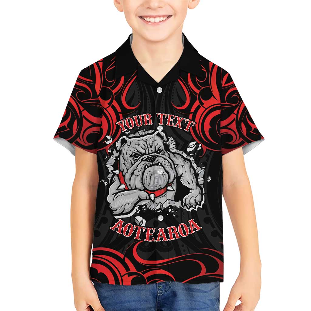 Personalised Aotearoa Bulldog Kid Hawaiian Shirt NZ Maori Tattoo LT14 Kid Red - Polynesian Pride