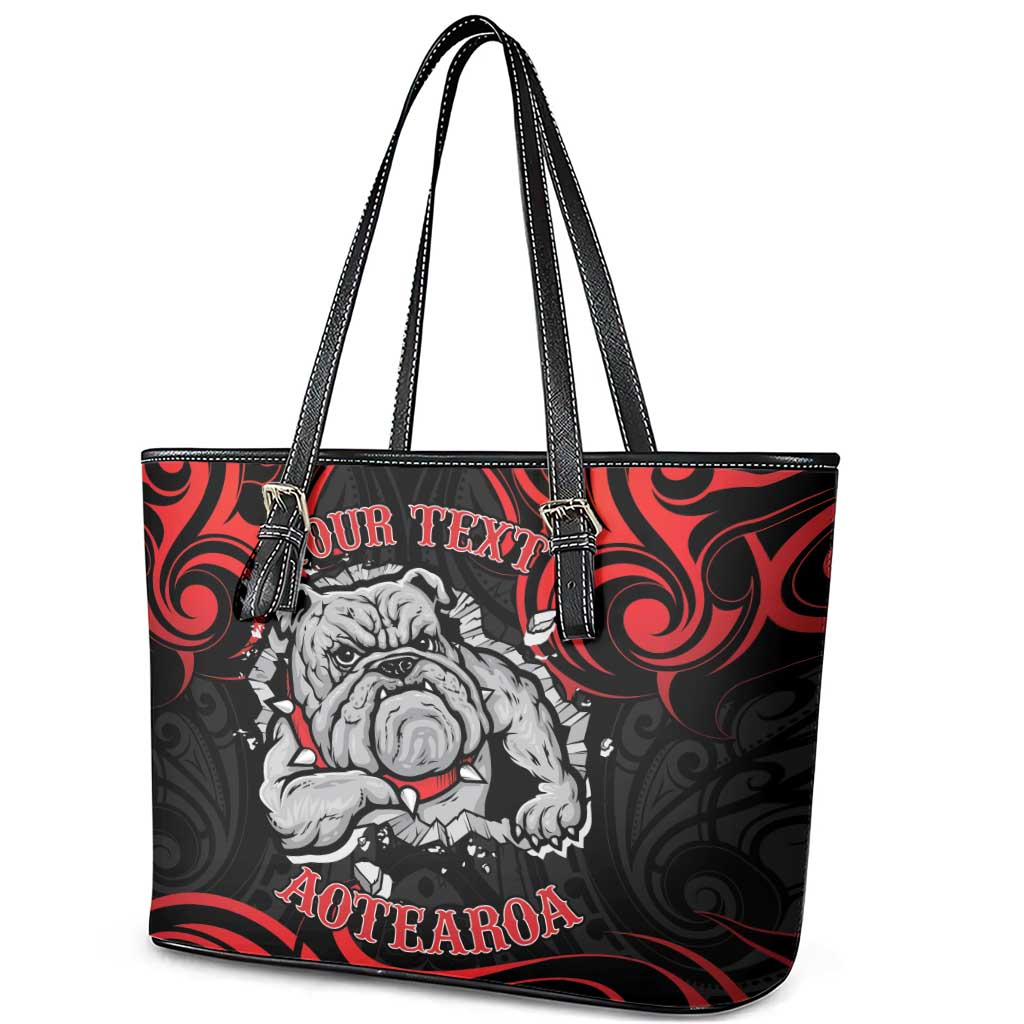 Personalised Aotearoa Bulldog Leather Tote Bag NZ Maori Tattoo
