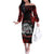 Personalised Aotearoa Bulldog Off The Shoulder Long Sleeve Dress NZ Maori Tattoo