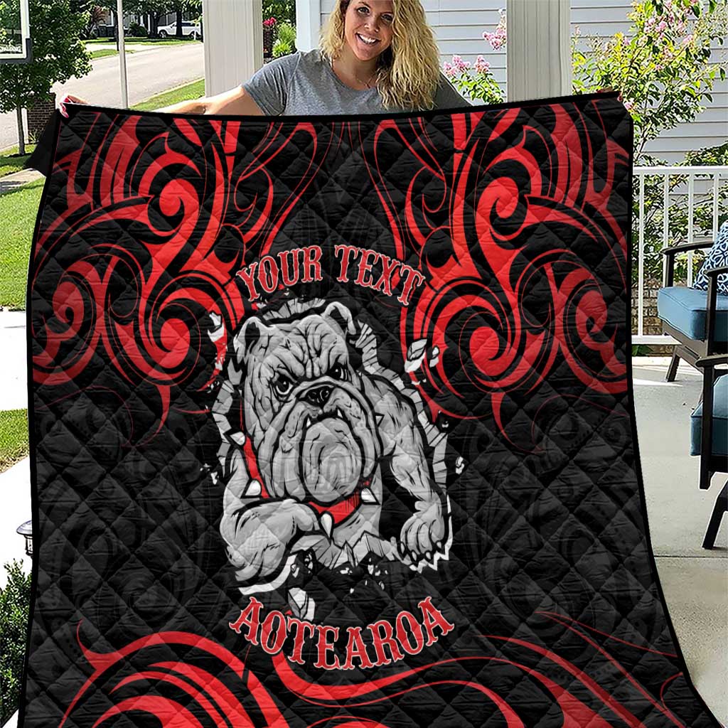 Personalised Aotearoa Bulldog Quilt NZ Maori Tattoo LT14 Red - Polynesian Pride