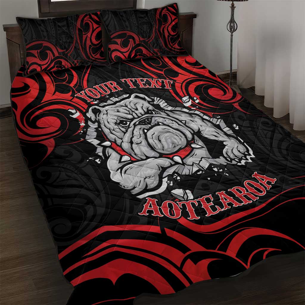 Personalised Aotearoa Bulldog Quilt Bed Set NZ Maori Tattoo LT14 Red - Polynesian Pride