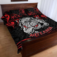 Personalised Aotearoa Bulldog Quilt Bed Set NZ Maori Tattoo