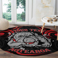Personalised Aotearoa Bulldog Round Carpet NZ Maori Tattoo