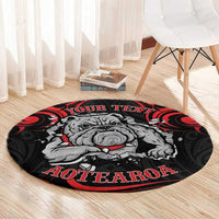 Personalised Aotearoa Bulldog Round Carpet NZ Maori Tattoo