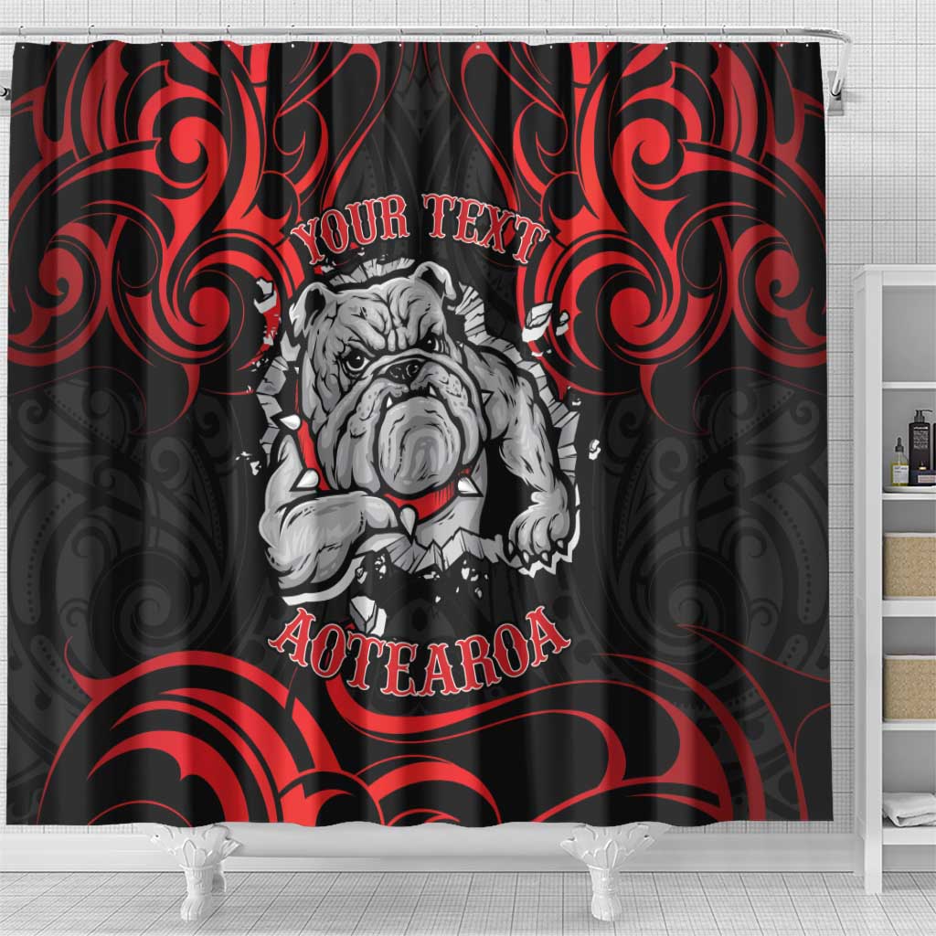 Personalised Aotearoa Bulldog Shower Curtain NZ Maori Tattoo