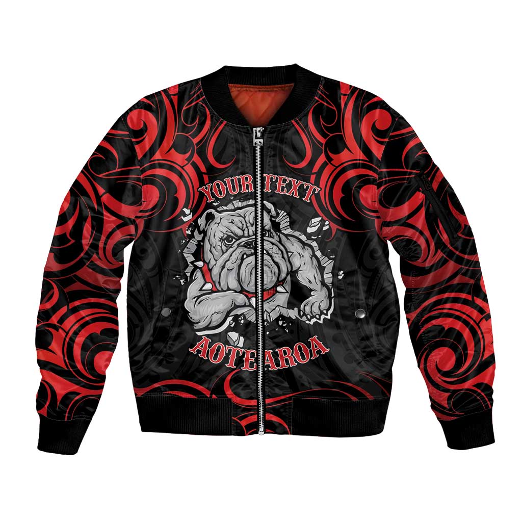 Personalised Aotearoa Bulldog Sleeve Zip Bomber Jacket NZ Maori Tattoo LT14 Unisex Red - Polynesian Pride