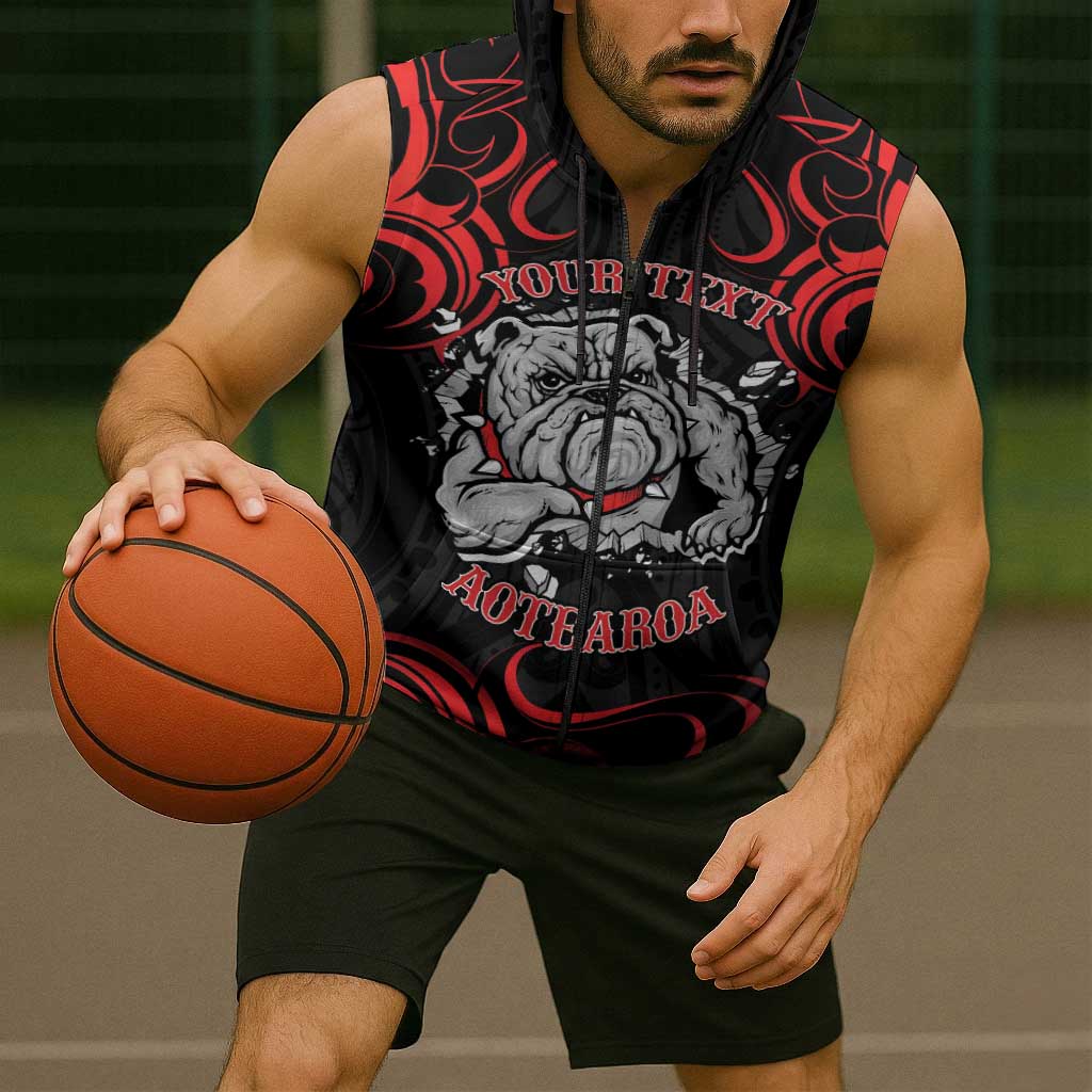 Aotearoa Bulldog Sleeveless Zip Hoodie NZ Maori Tattoo LT14