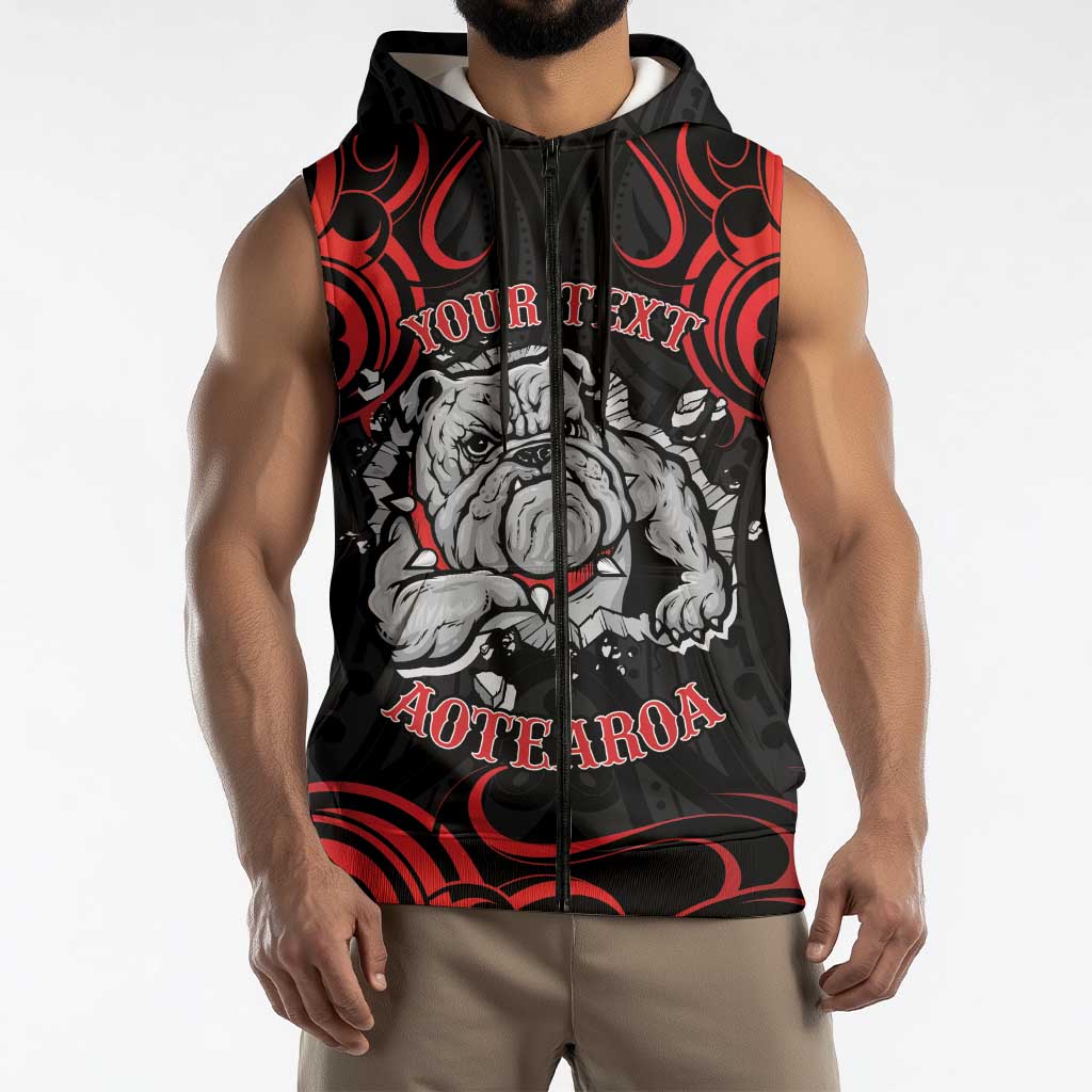Aotearoa Bulldog Sleeveless Zip Hoodie NZ Maori Tattoo LT14