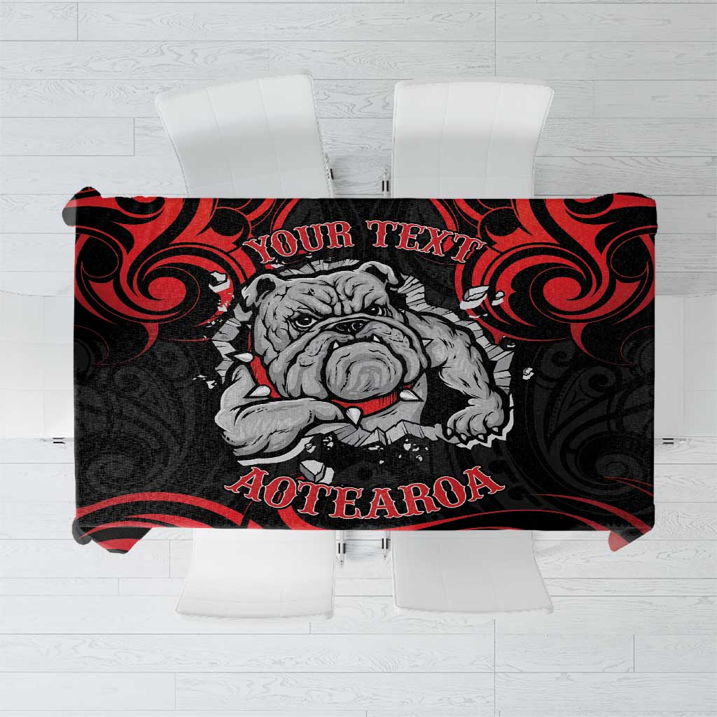 Personalised Aotearoa Bulldog Tablecloth NZ Maori Tattoo LT14 Red - Polynesian Pride