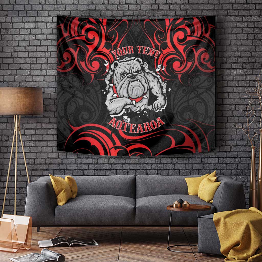 Personalised Aotearoa Bulldog Tapestry NZ Maori Tattoo LT14 Red - Polynesian Pride