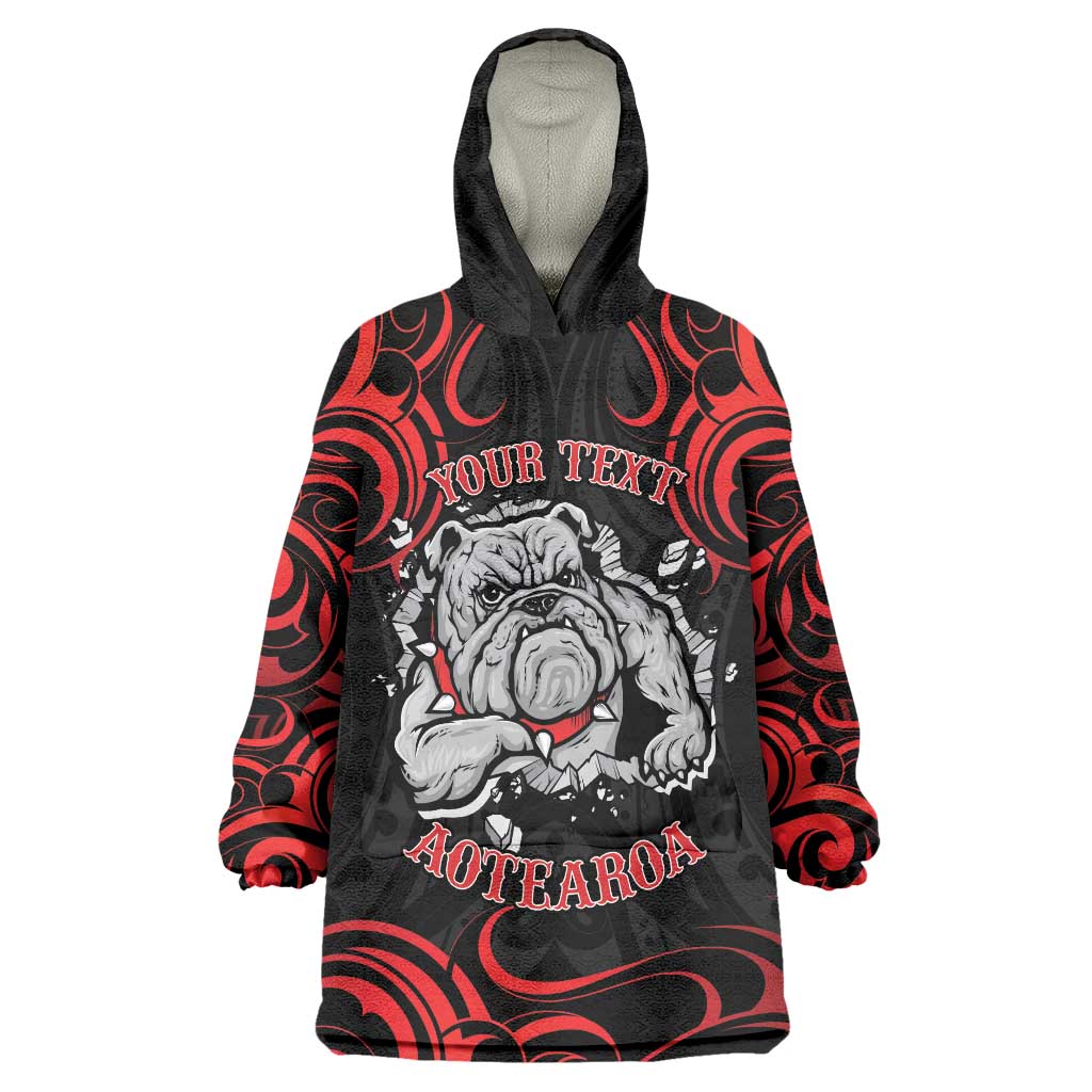 Personalised Aotearoa Bulldog Wearable Blanket Hoodie NZ Maori Tattoo LT14 One Size Red - Polynesian Pride