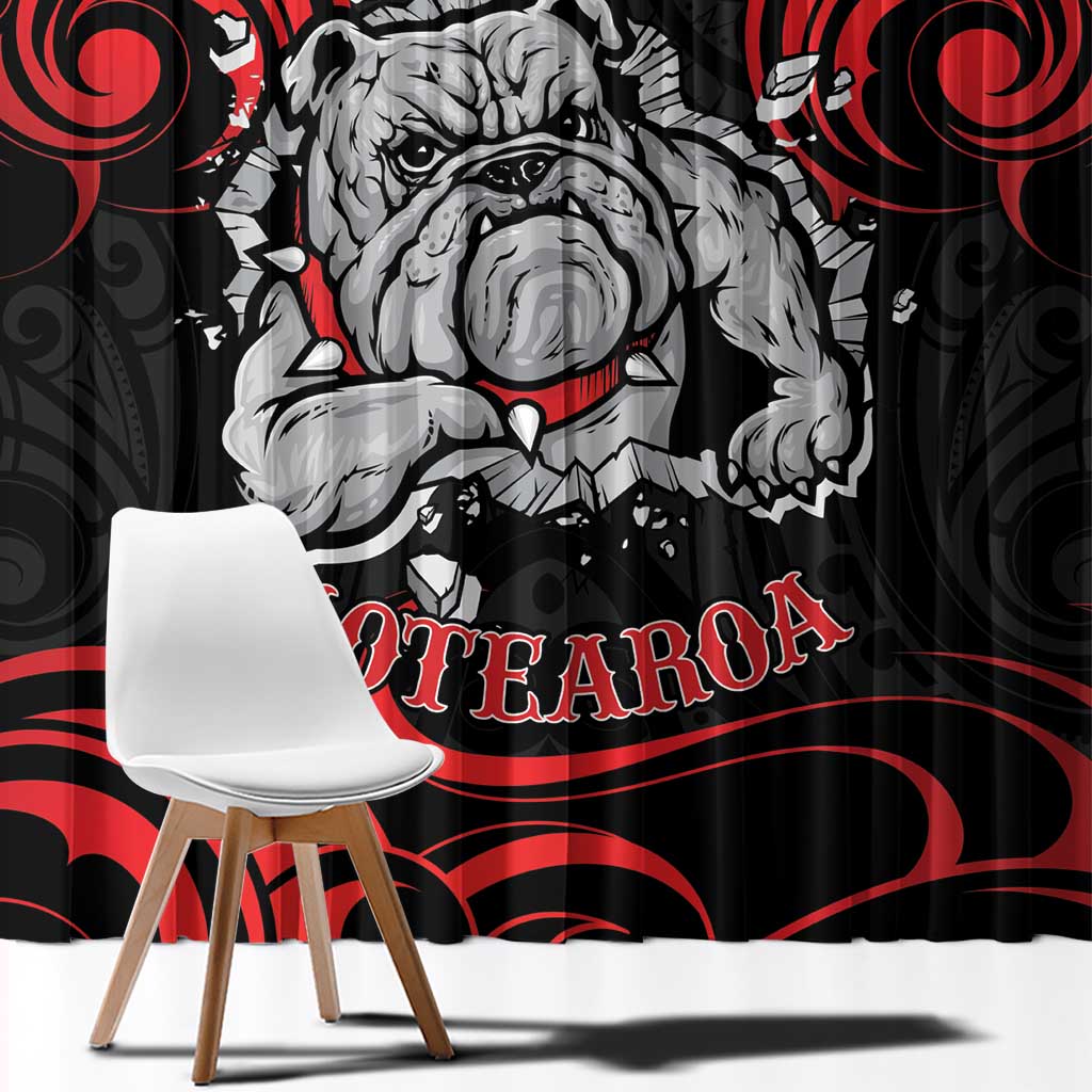 Personalised Aotearoa Bulldog Window Curtain NZ Maori Tattoo