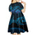 Blue Aloha Hawaii Kid Short Sleeve Dress Snorkeling With Sea Turtle Polynesian Pattern