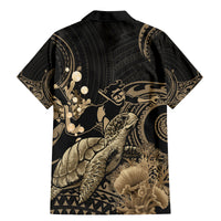 Gold Aloha Hawaii Family Matching Mermaid Dress and Hawaiian Shirt Snorkeling With Sea Turtle Polynesian Pattern