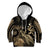 Gold Aloha Hawaii Kid Hoodie Snorkeling With Sea Turtle Polynesian Pattern