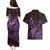 Purple Aloha Hawaii Couples Matching Puletasi and Hawaiian Shirt Snorkeling With Sea Turtle Polynesian Pattern