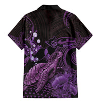 Purple Aloha Hawaii Family Matching Mermaid Dress and Hawaiian Shirt Snorkeling With Sea Turtle Polynesian Pattern