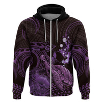 Purple Aloha Hawaii Hoodie Snorkeling With Sea Turtle Polynesian Pattern
